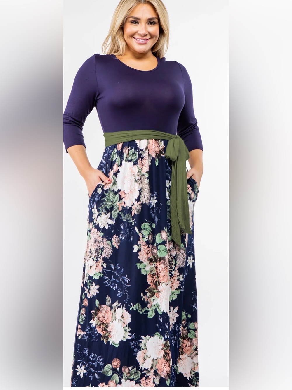 Egs by Eloges Navy Floral & Solid Maxi Dress